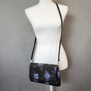 NWOT Kate Spade Laurel Way Tossed Poppies‎ Shoulder Crossbody Bag Black Blue